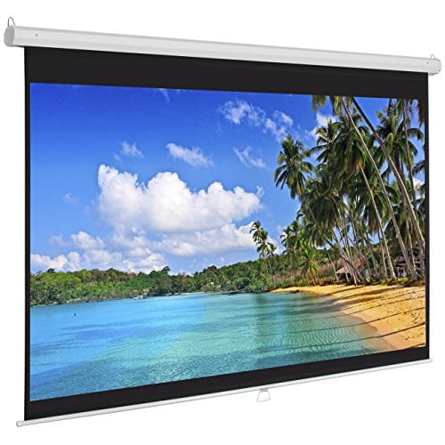 Office Best Choice Products 119in HD Indoor Pull Down Manual Widescreen 1:1 Gain Projector Screen for Home Theater White Entertainment